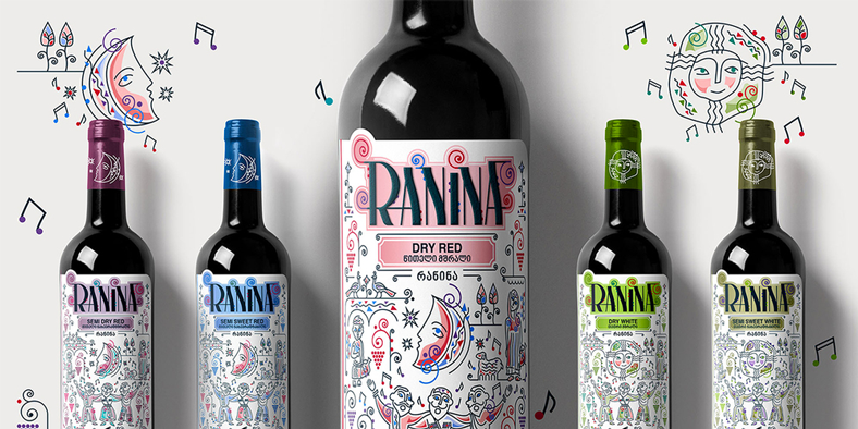 Дизайн новой самоклеящейся этикетки для вина RANINA